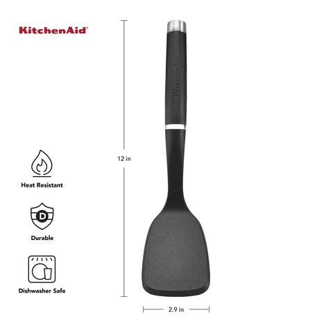 KitchenAid short turner matte black handle detail for comfortable grip