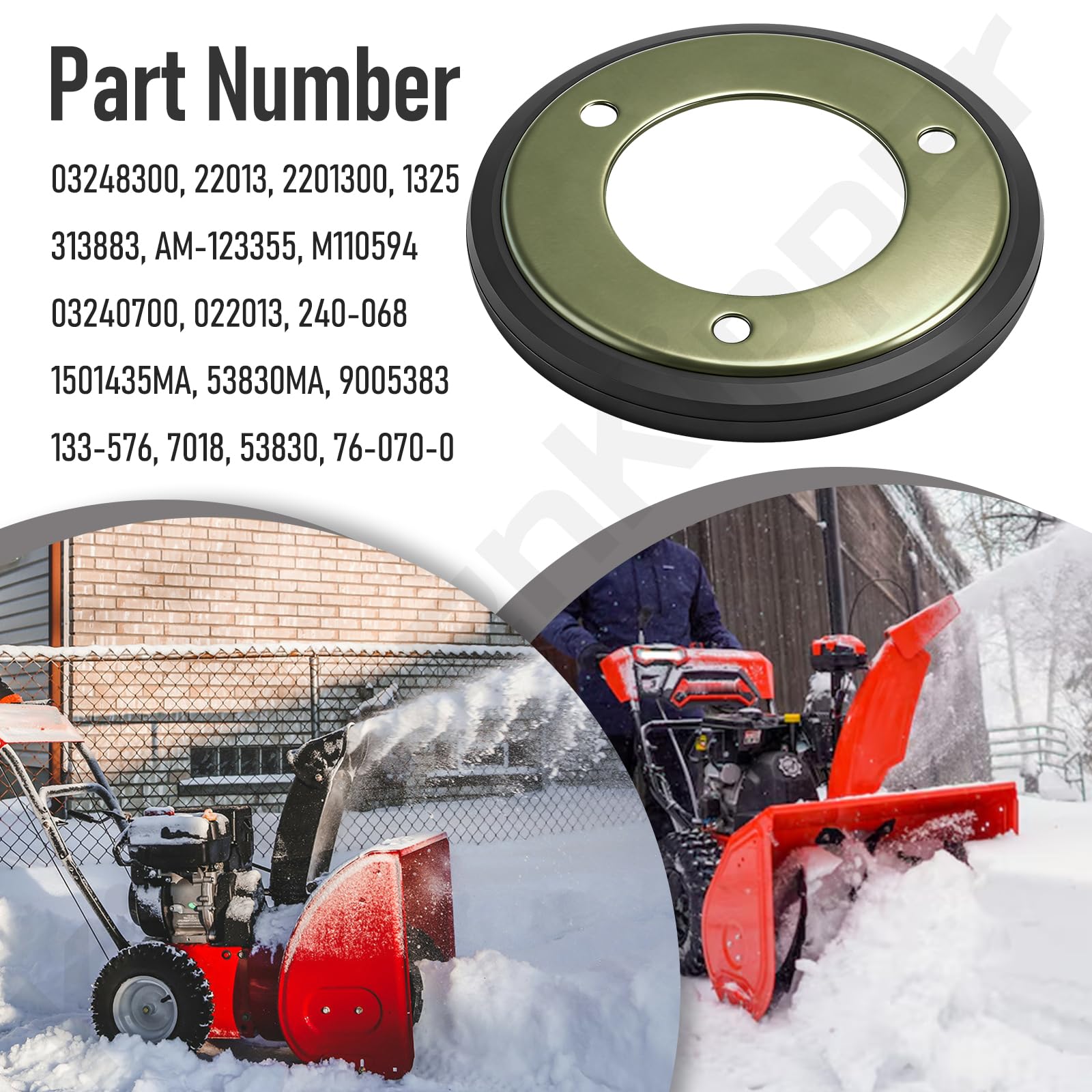 KitchenKipper friction disc in use on a snow blower demonstrates steady traction.
