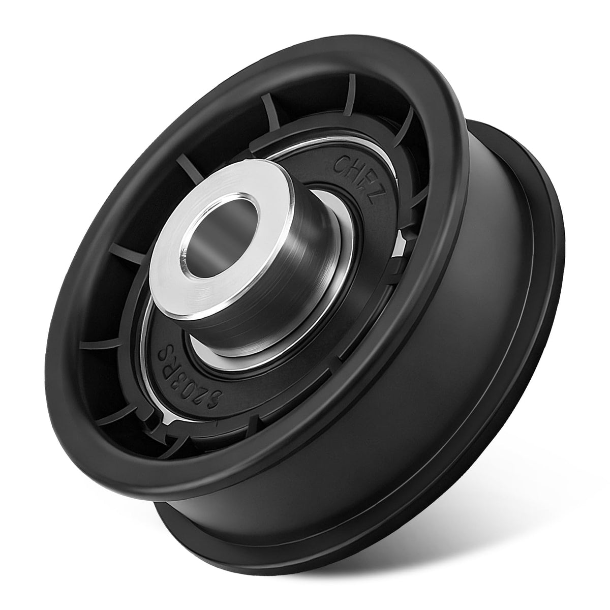 KitchenKipper flat idler pulley 604491 for smooth belt routing on Hustler equipment.