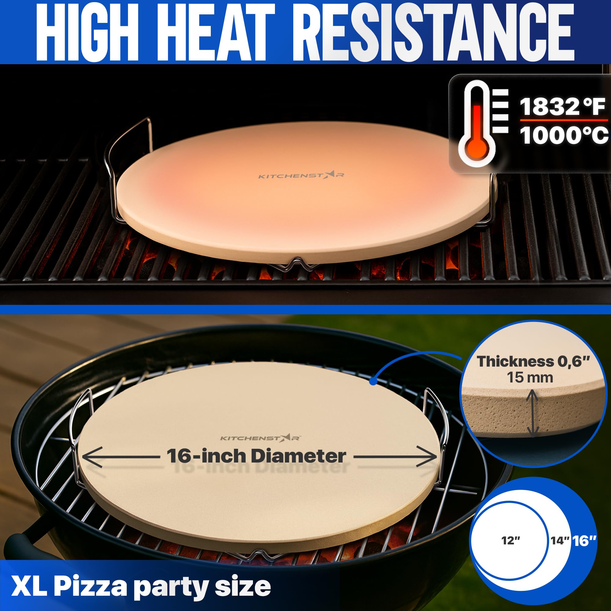 KitchenStar pizza stone for bread and flatbreads in oven