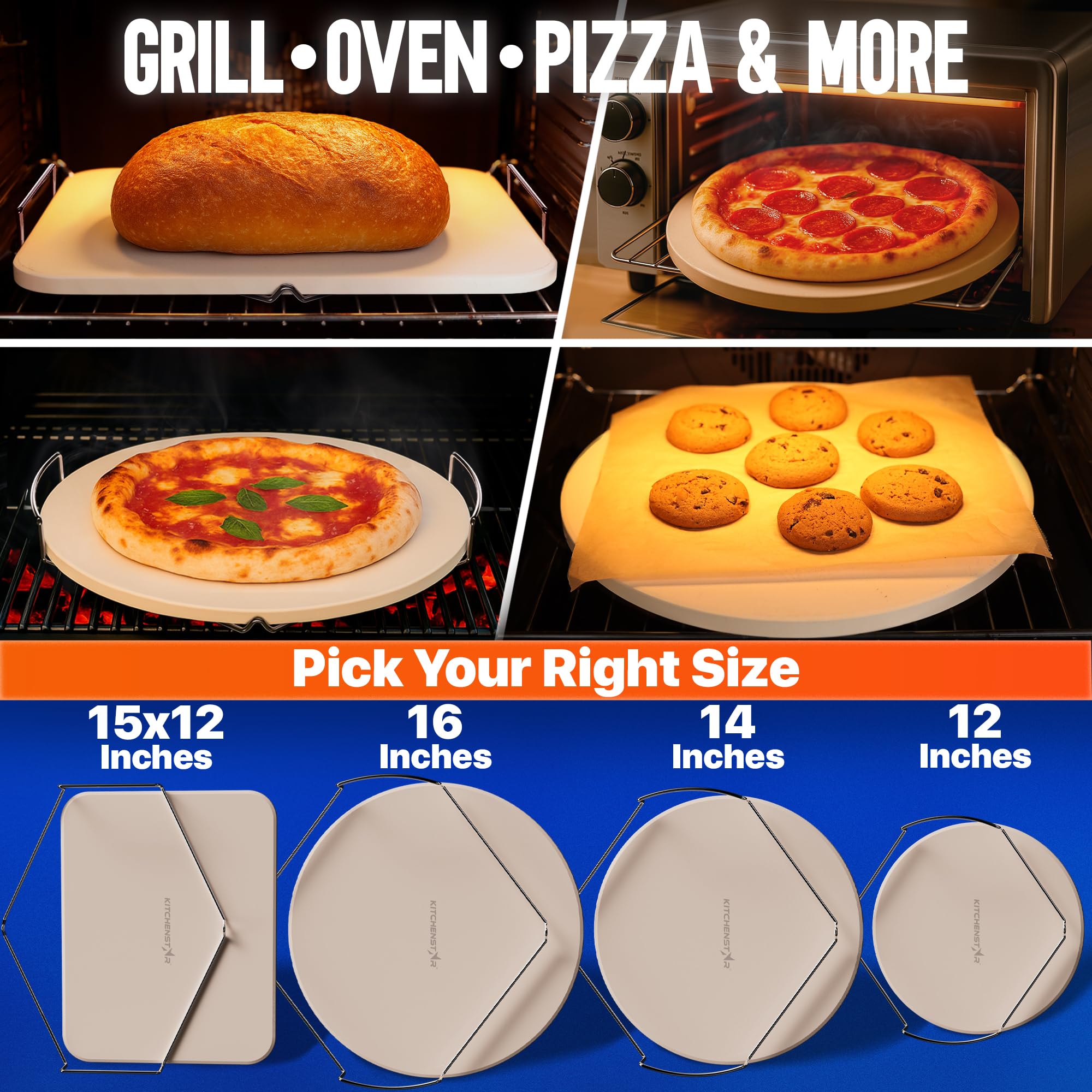 KitchenStar 1800F heat-resistant stone withstands bold high-heat sessions.