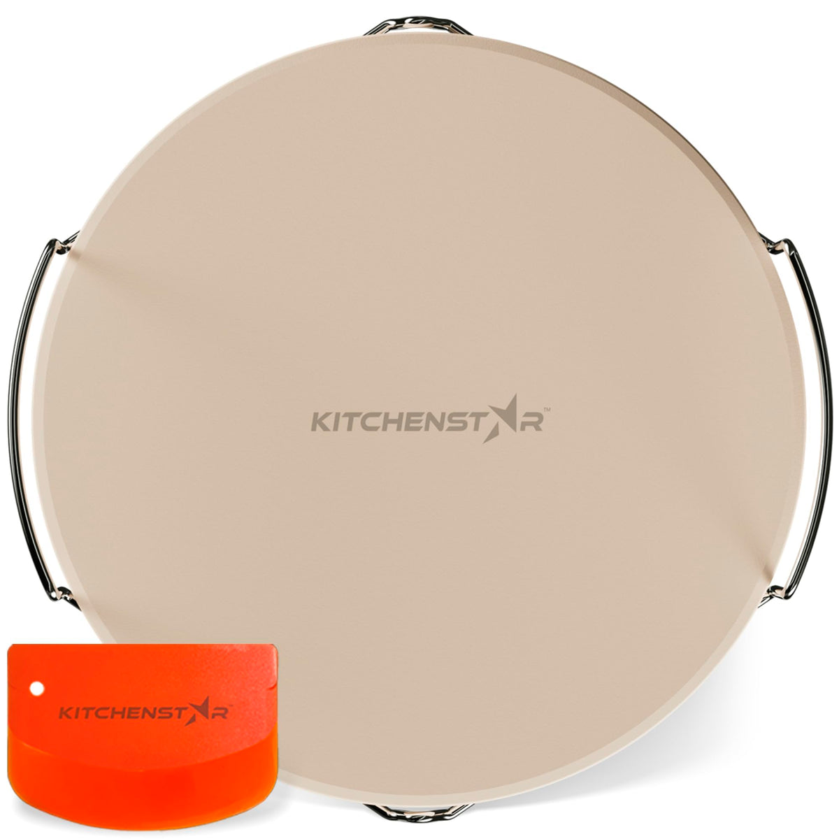 KitchenStar pizza stone on an oven rack delivering crispy crust and even heat.