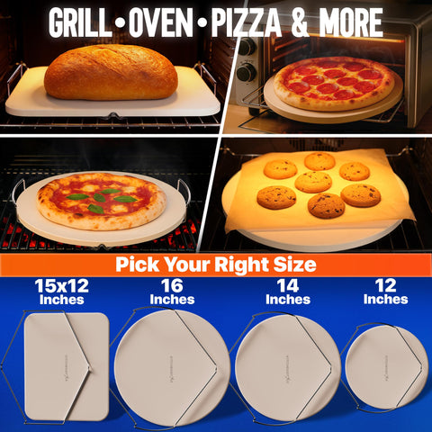 KitchenStar sizes with handles offer round 12 to 16 inch and rectangular options.