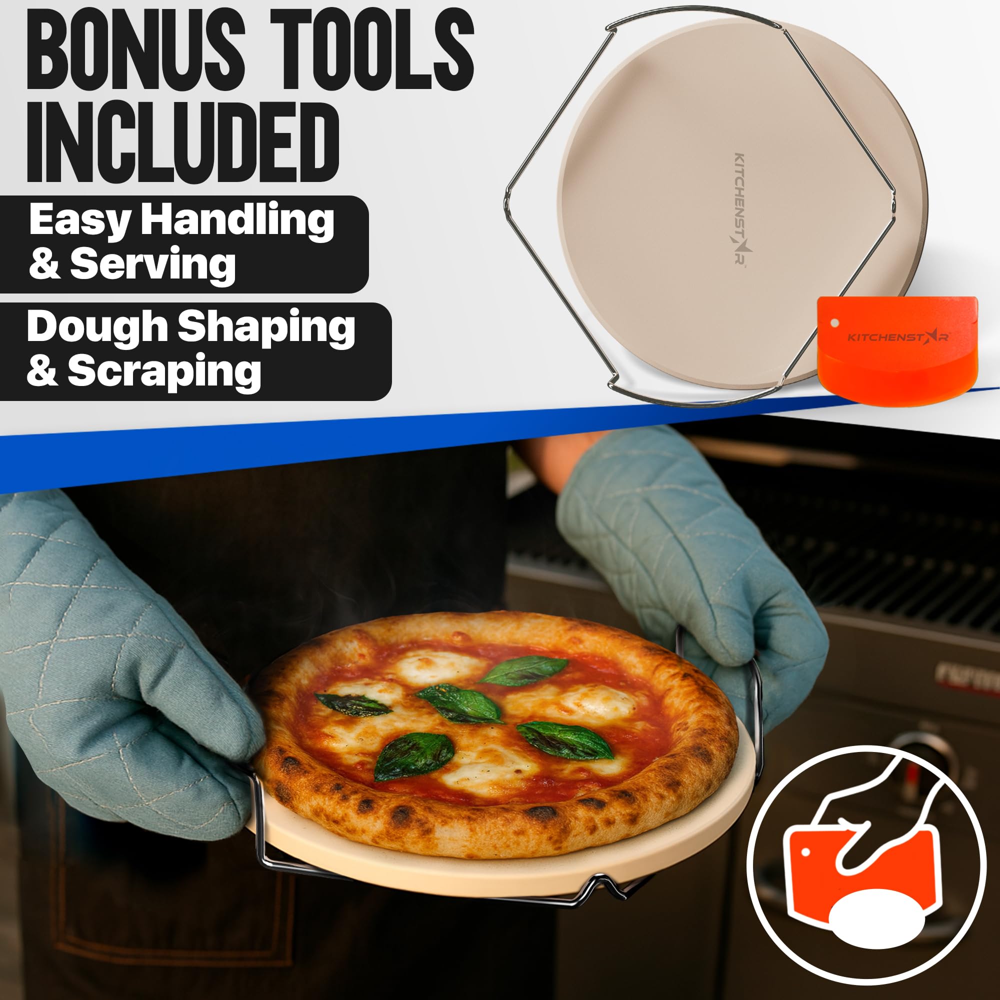 KitchenStar versatile stone works for breads, flatbreads, cookies, and quesadillas.