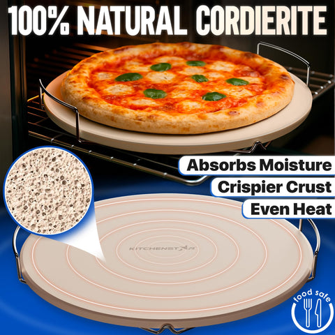 KitchenStar round 16-inch pizza stone ideal for crispy crusts