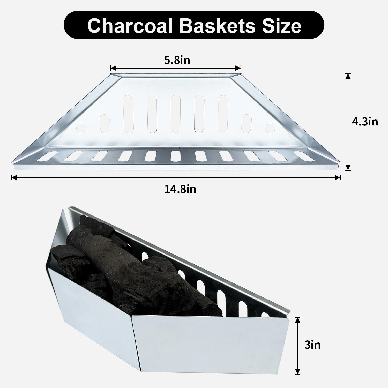 Kitchique charcoal basket set 2 ready for Weber 22-inch kettle, easy to install