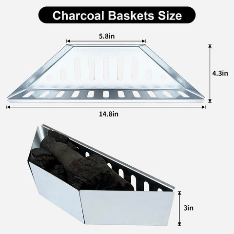 Kitchique charcoal basket set 2 ready for Weber 22-inch kettle, easy to install
