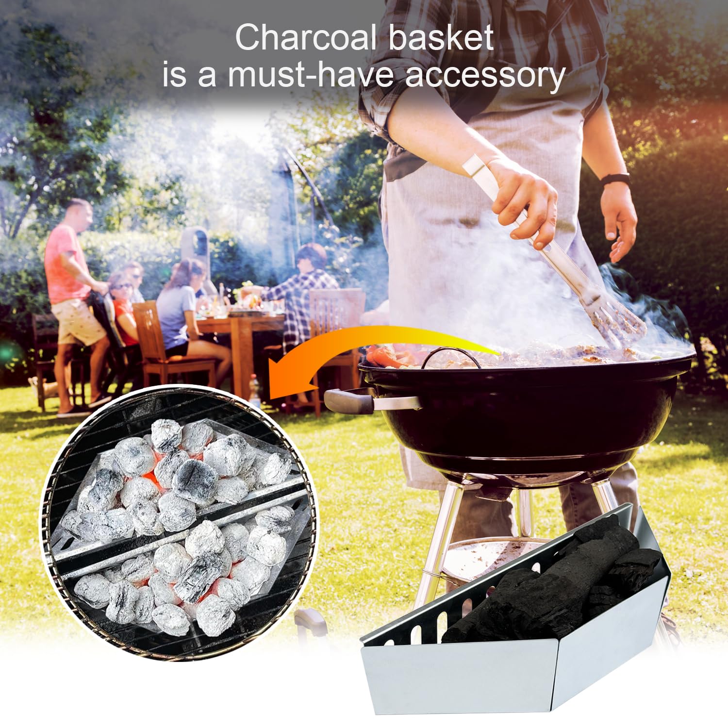 Kitchique charcoal basket ensures stable heat distribution for consistent results.