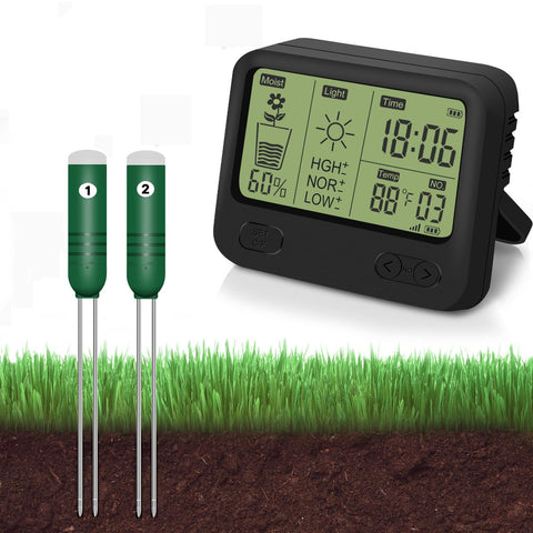 KITHOUSE 4-in-1 display shows soil moisture, light, and temperature at a glance.