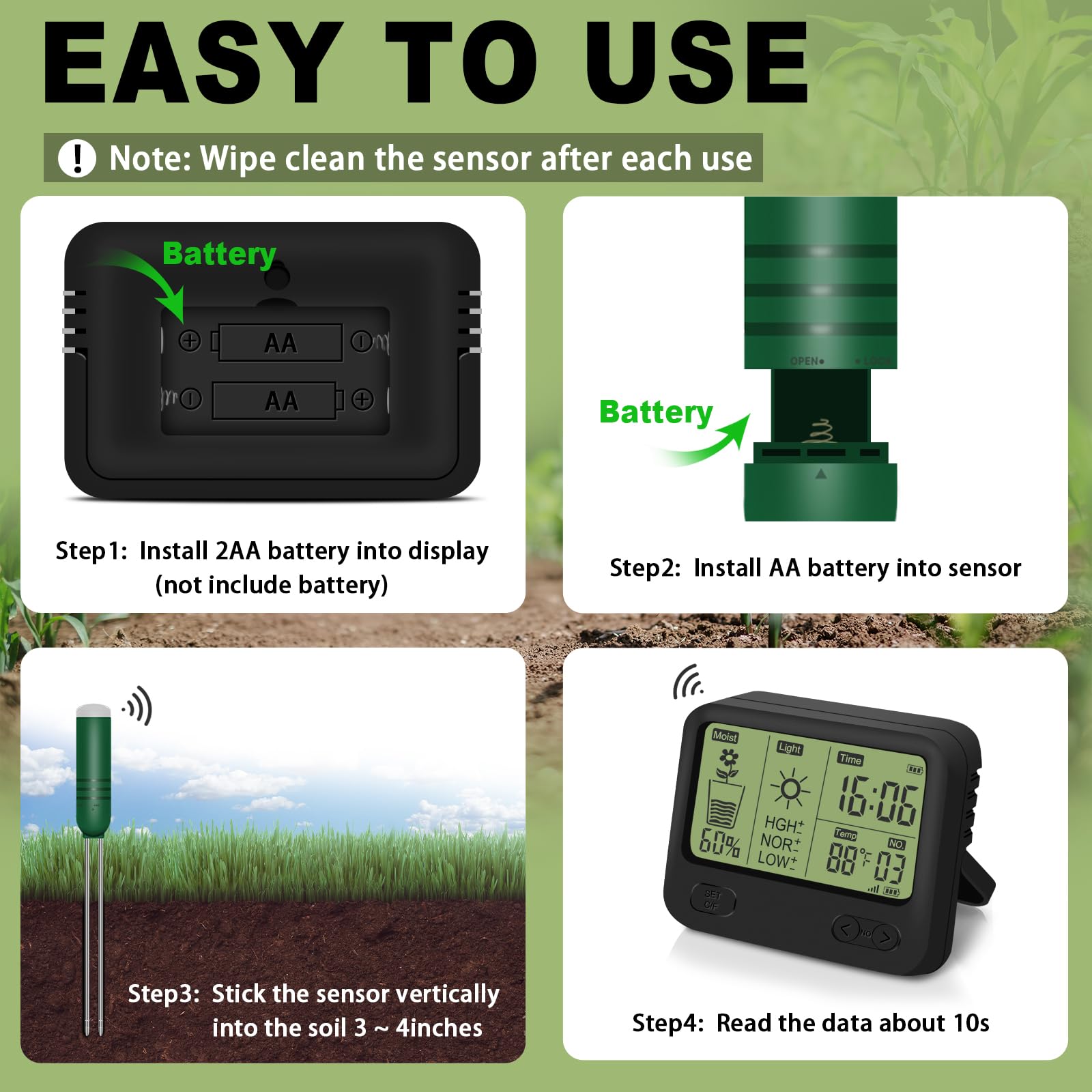 KITHOUSE pH paper included enables quick soil acidity checks.