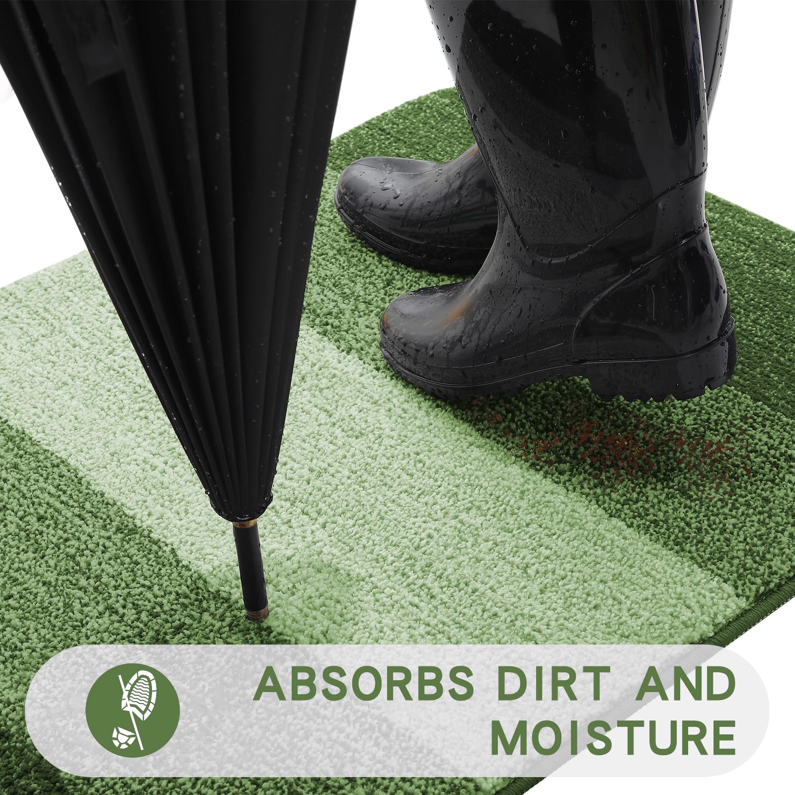 Kitinjoy absorbent dirt trap mat highlights non-slip grip for safe entry