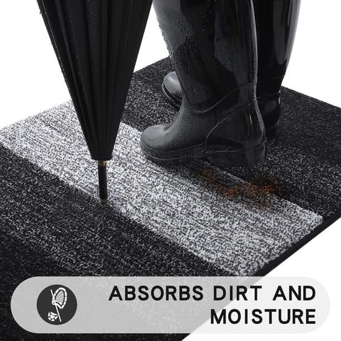 Kitinjoy dirt-trap mat close-up shows dense microfiber catching mud.