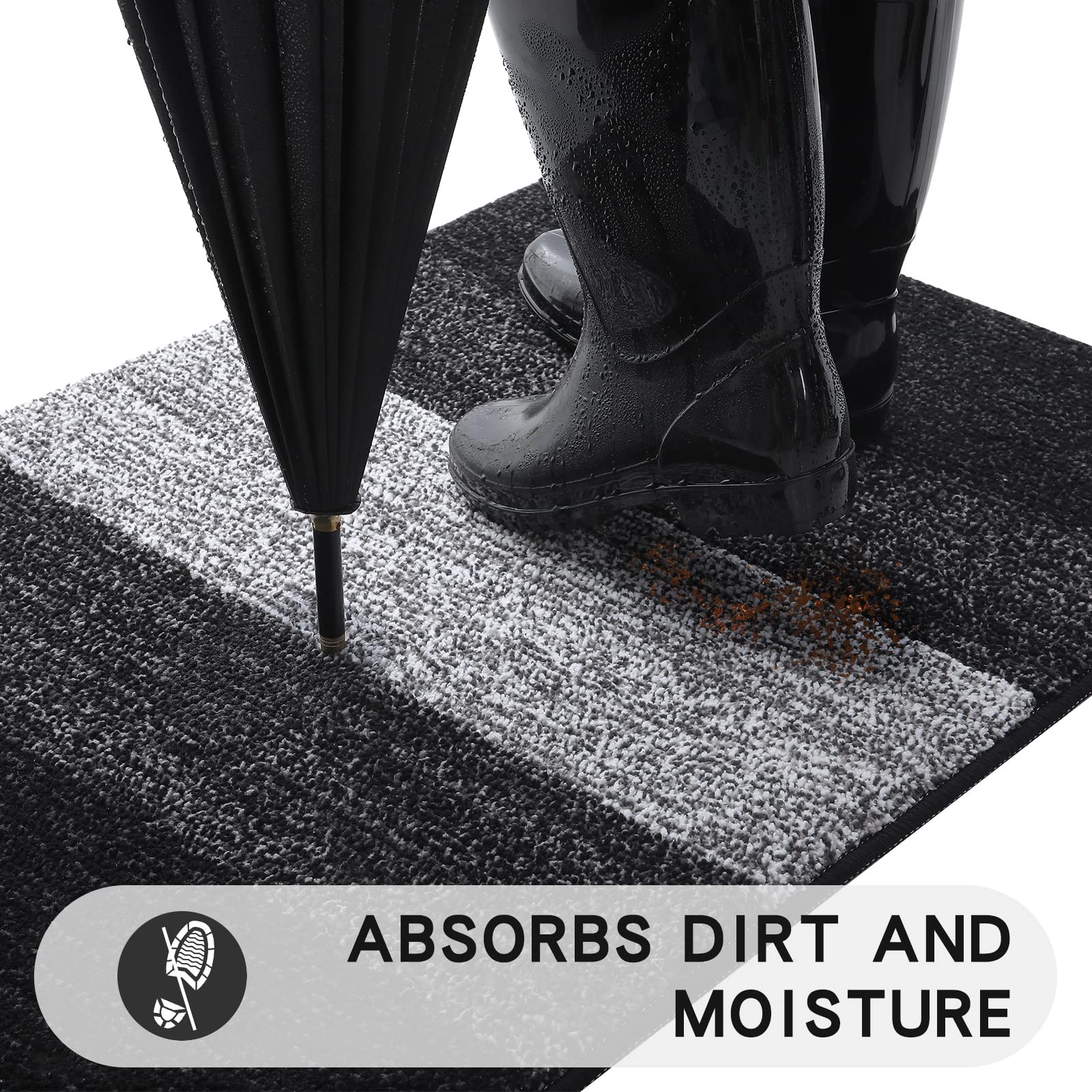 Kitinjoy door mat non-slip-bottom prevents slips in any weather.