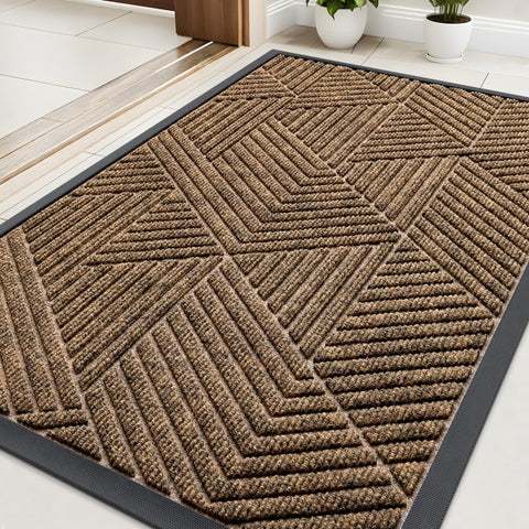 Kitinjoy front door mat traps moisture and dirt to keep entry clean.