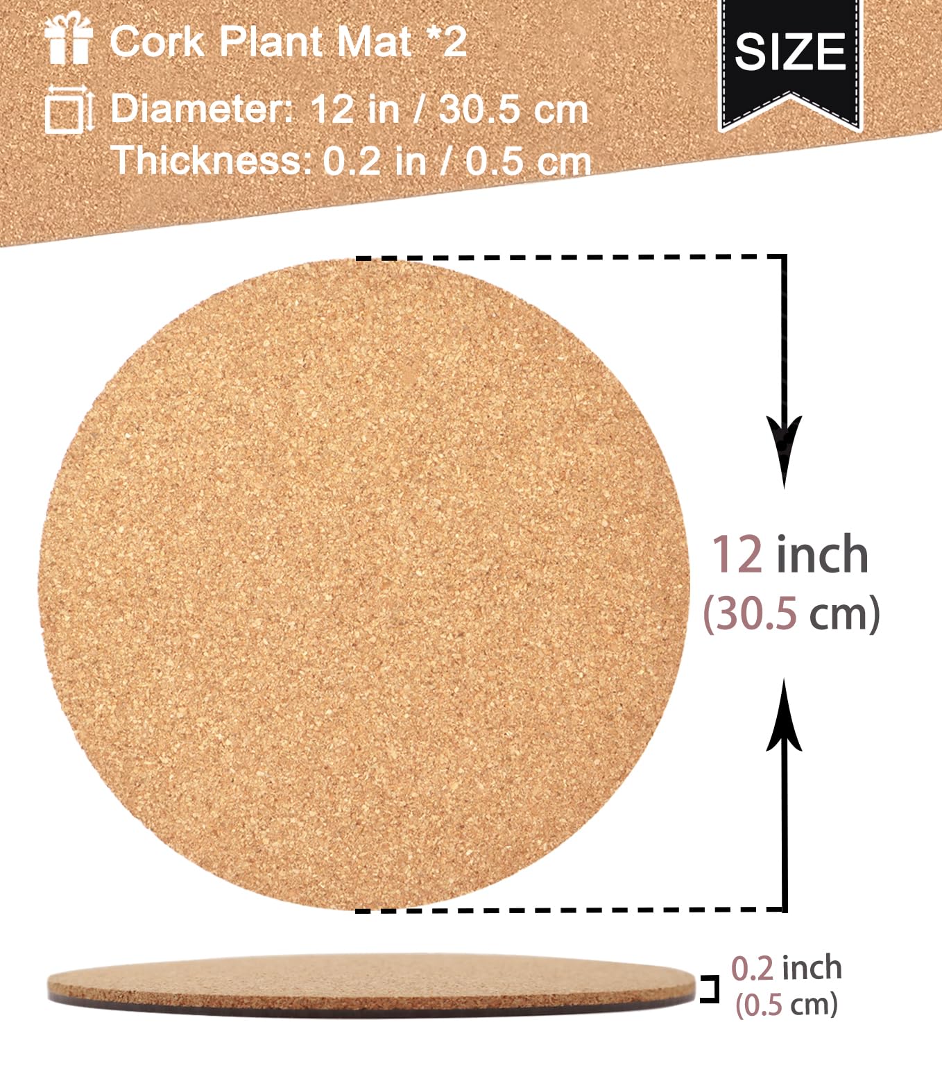 Absorbent cork pad protecting floors from spills during watering.