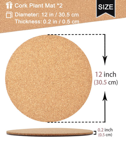 Absorbent cork pad protecting floors from spills during watering.