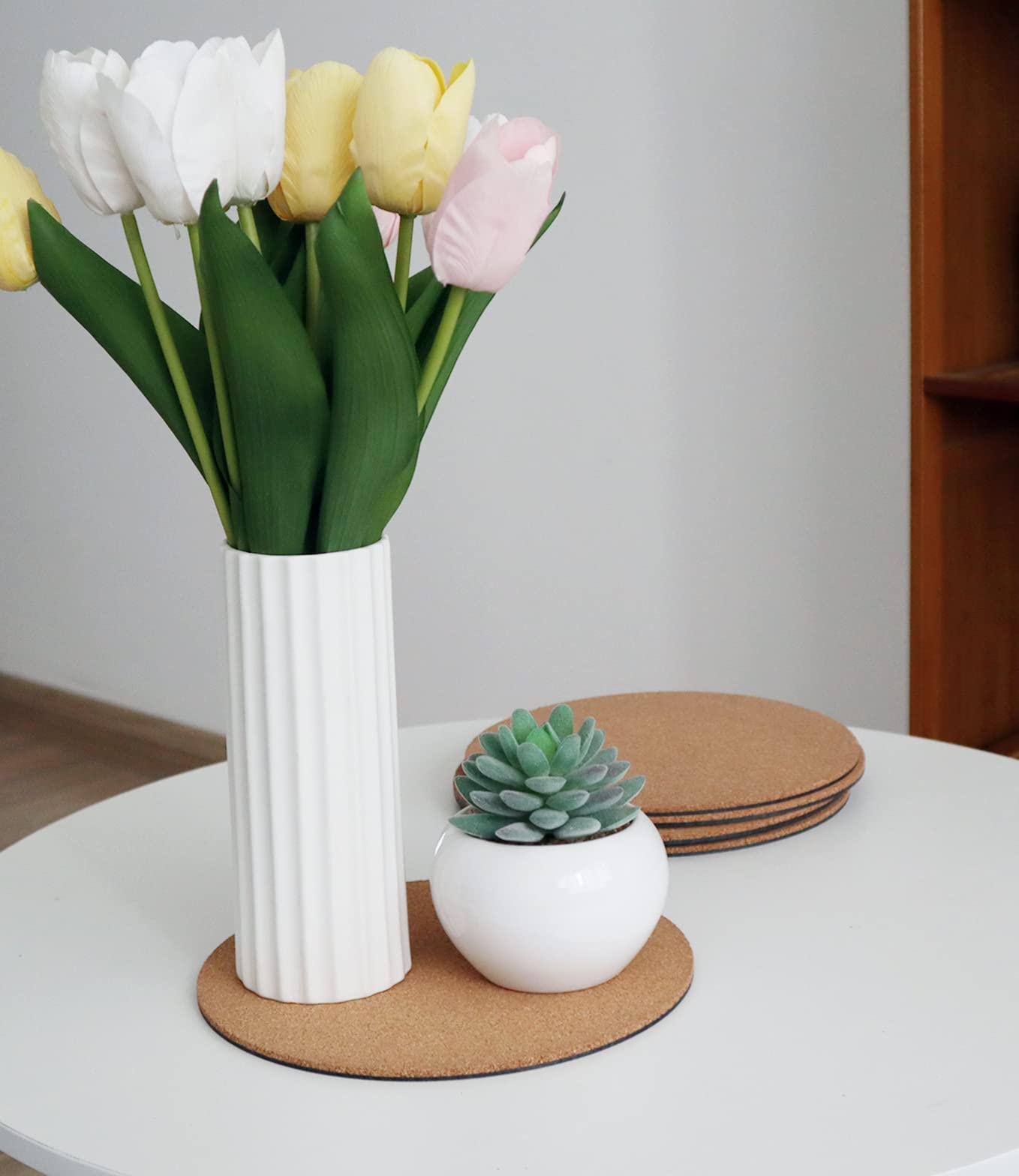 KITLAB easy-clean cork coasters wipe clean after use.