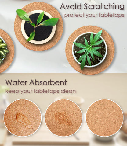 Kitlab cork plant coaster 8in sturdy support for larger planters.