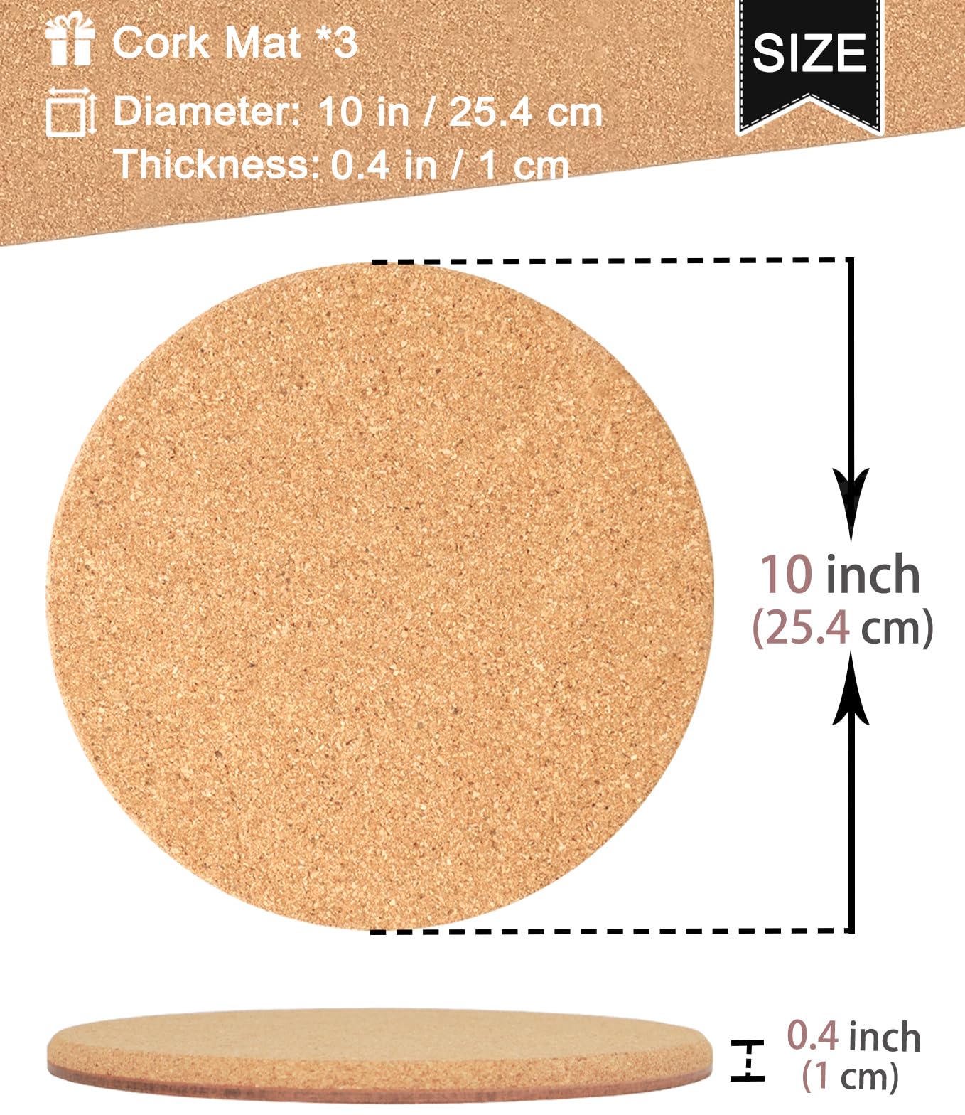 KITLAB cork plant coaster natural-texture close-up highlights eco-friendly material and density.