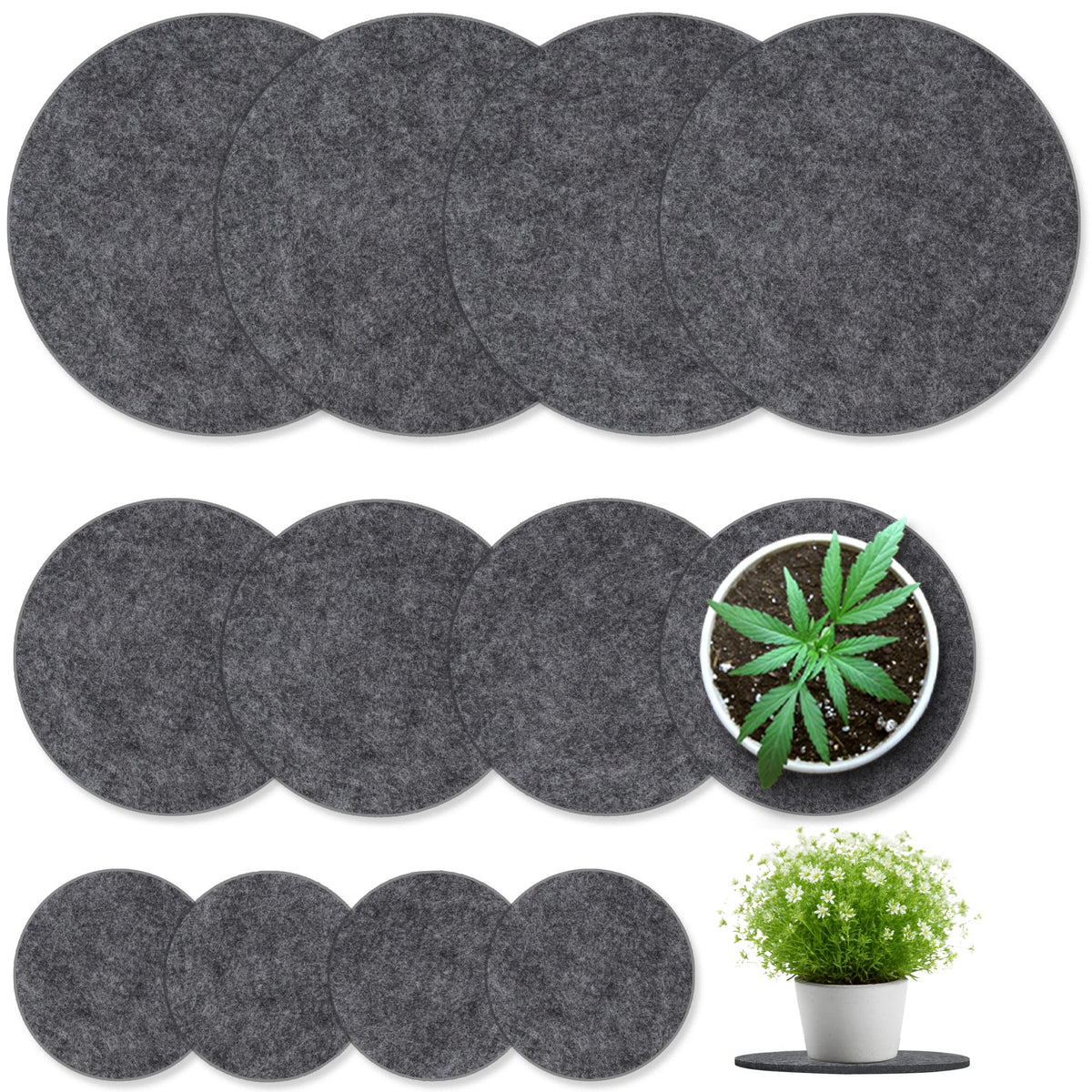 KITLAB felt plant coasters 4-inch closeup protecting tabletops from moisture and spills.