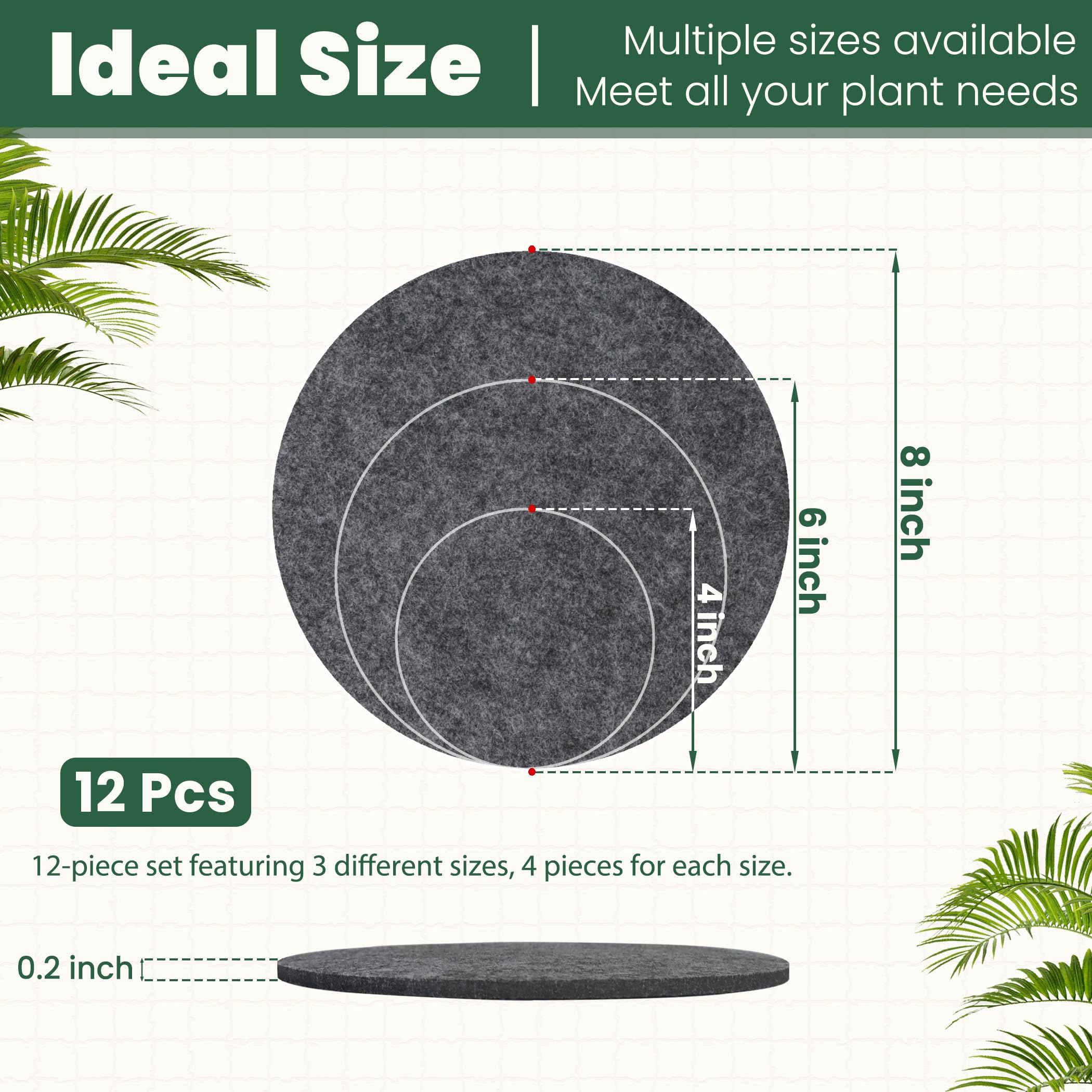 KITLAB felt plant coasters 6-inch in use under a plant pot to prevent scratches.