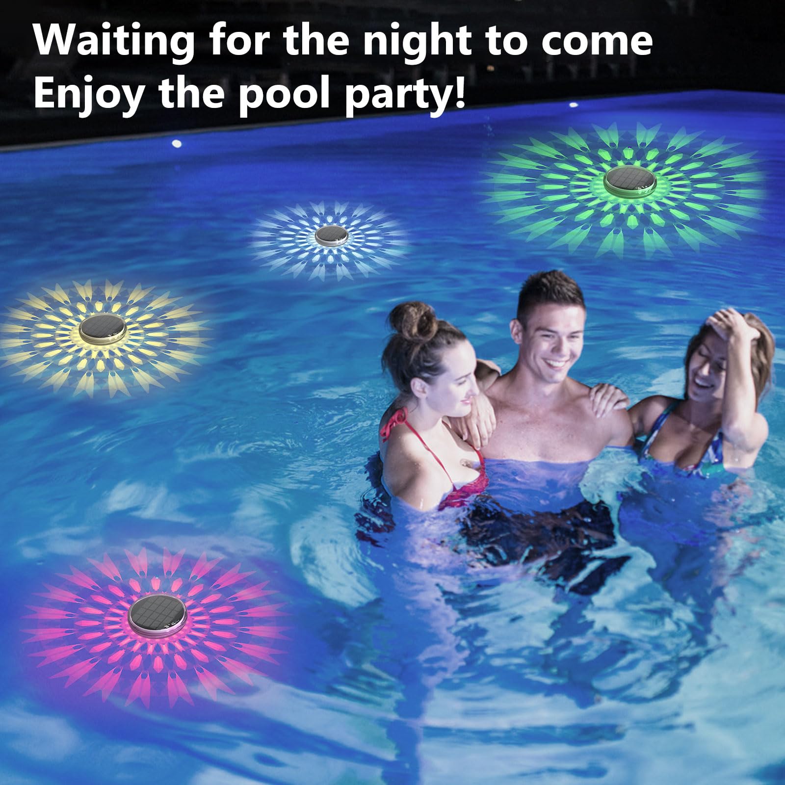 Kitloo four-pack pool lights ready for quick outdoor setup.