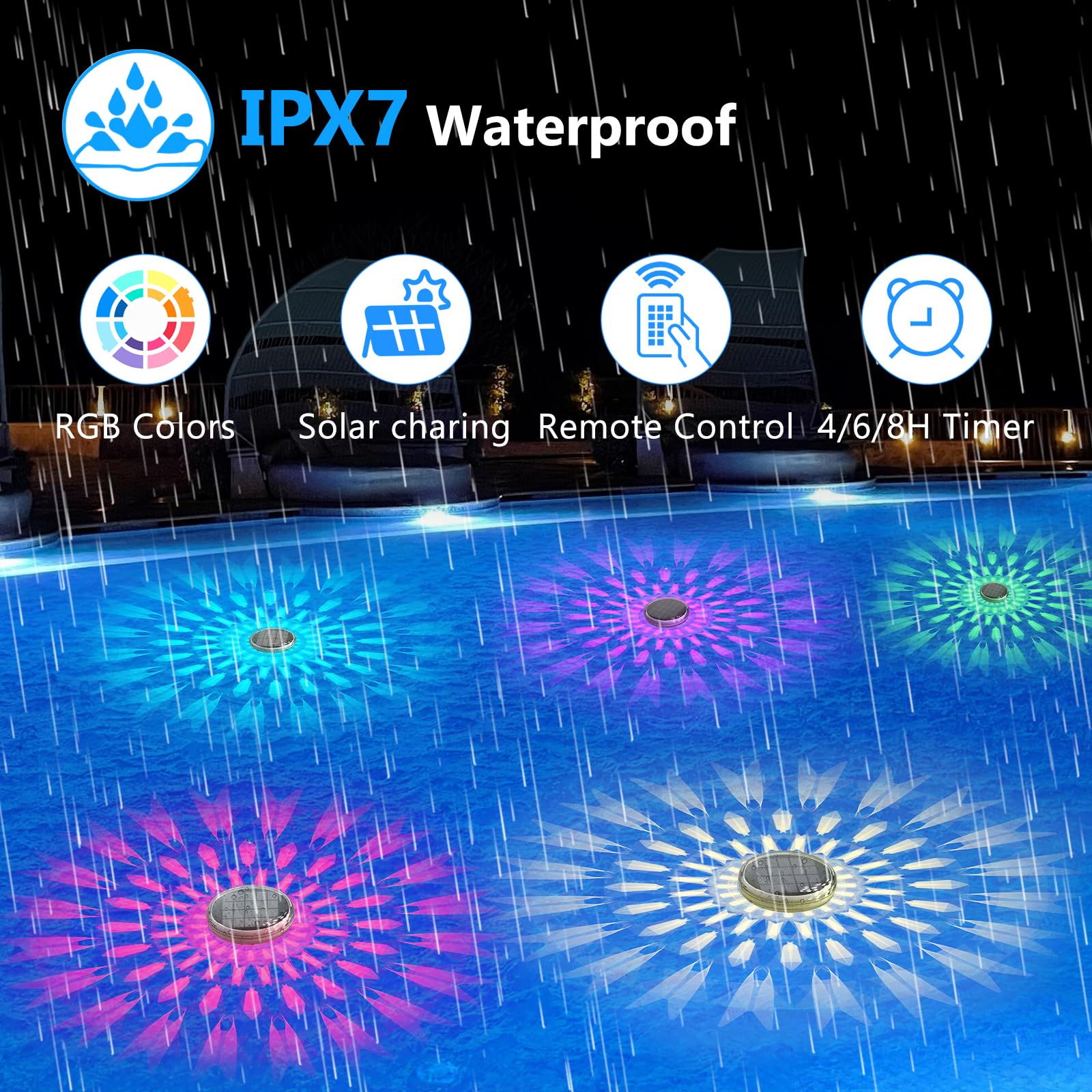 Kitloo pool light timer mode saves energy with auto on/off.