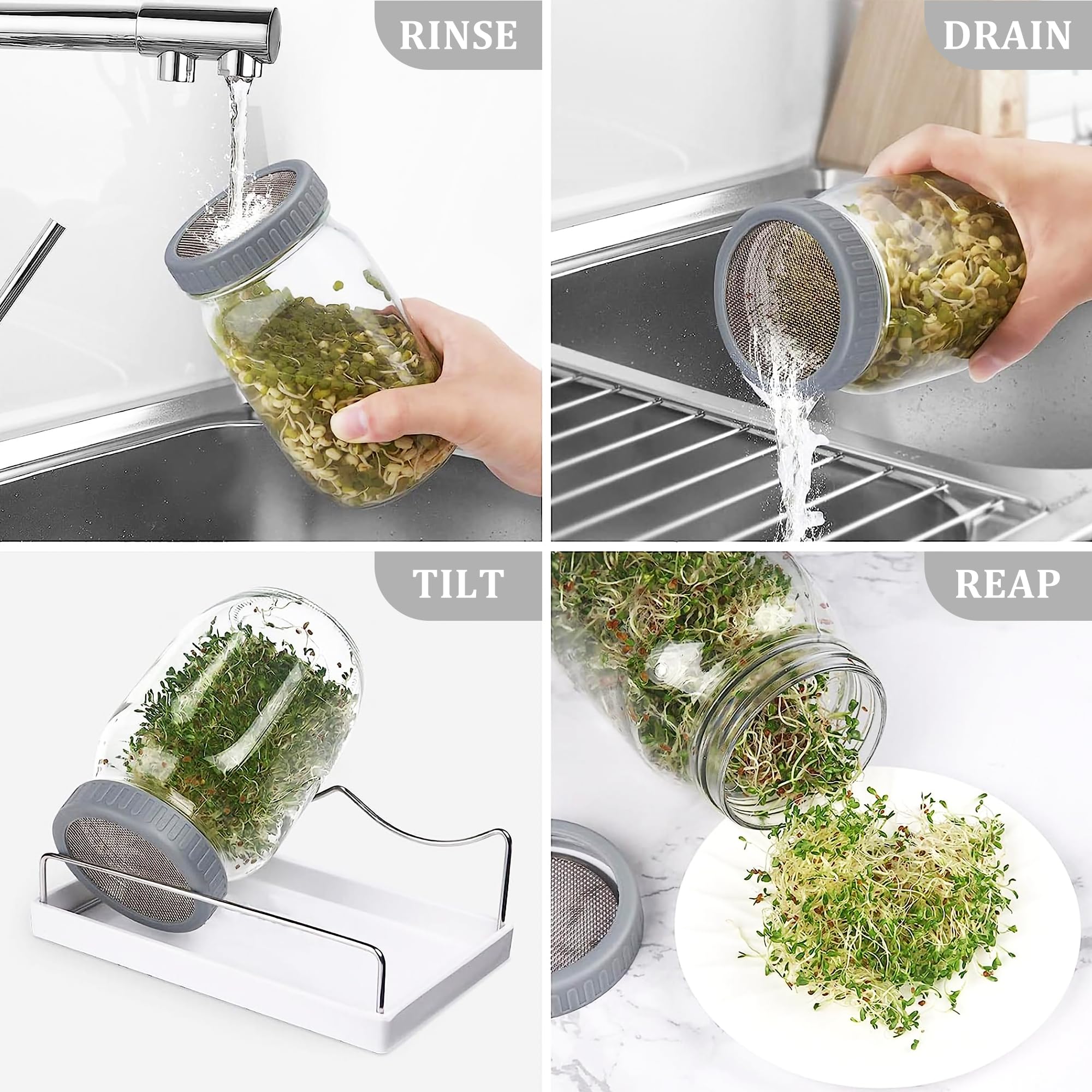 Kitmiido drip tray catches runoff for clean, efficient sprouting