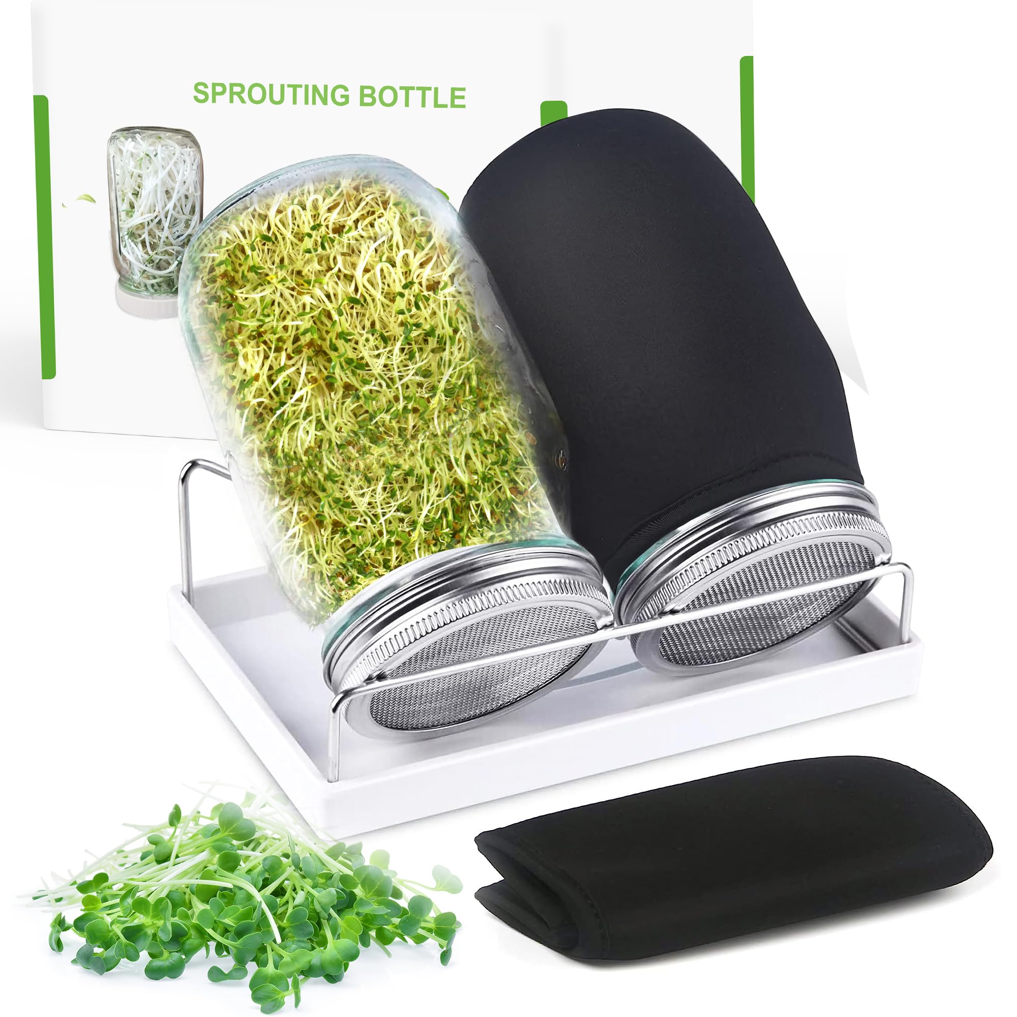 Kitmiido organic sprouting jar kit with 2 wide-mouth jars for fresh at-home sprouts.