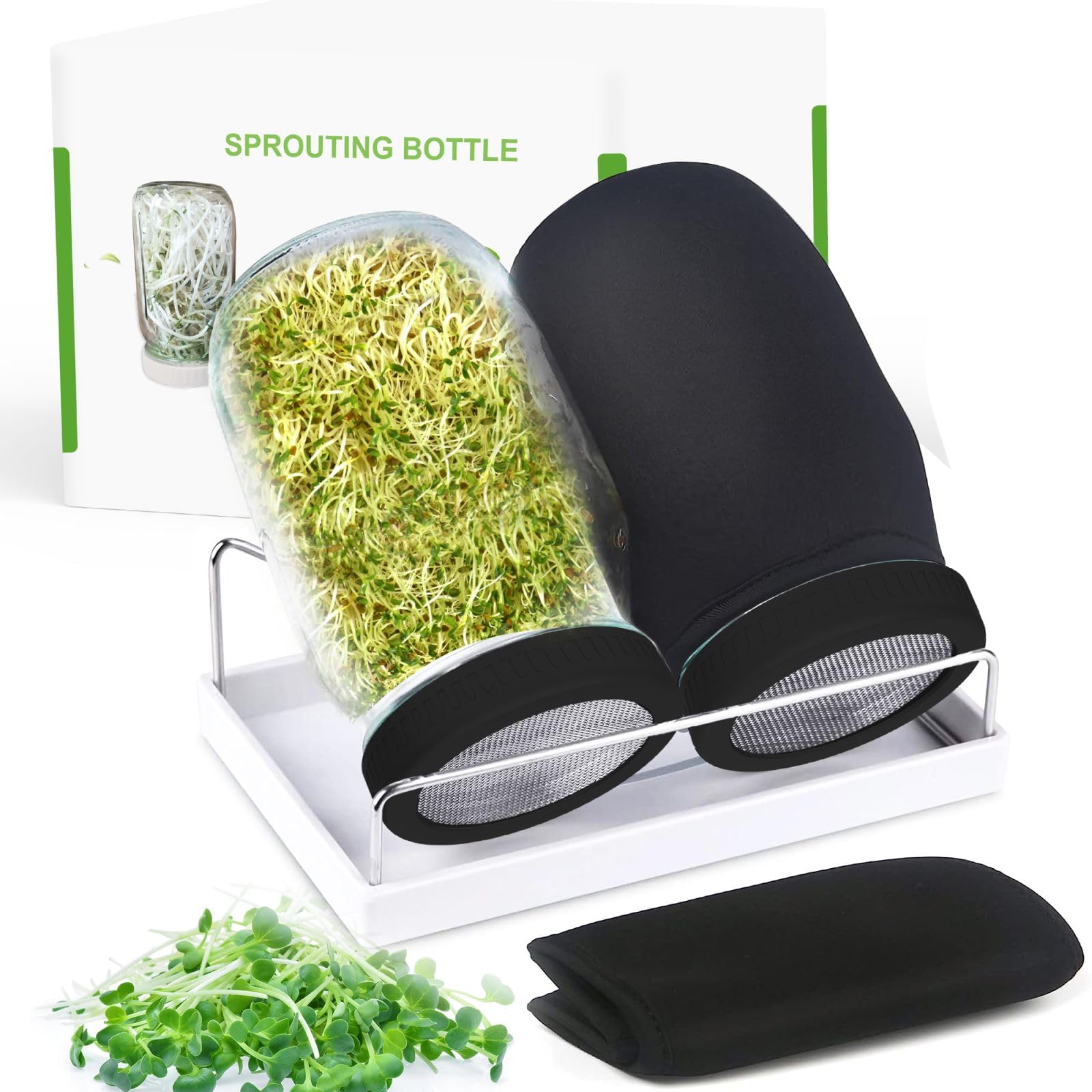 Kitmiido sprouting jar kit with wide-mouth setup for easy seed loading.