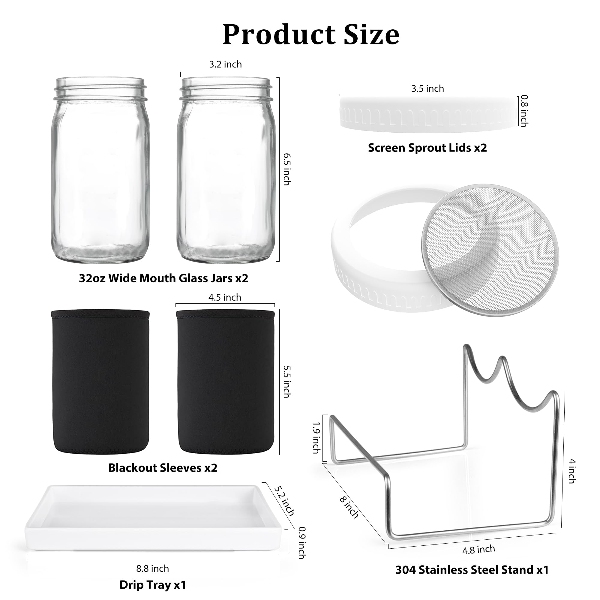 Kitmiido stainless sprouting lids with rust-proof mesh for easy, clean sprouts.