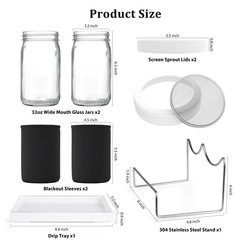Kitmiido stainless sprouting lids with rust-proof mesh for easy, clean sprouts.