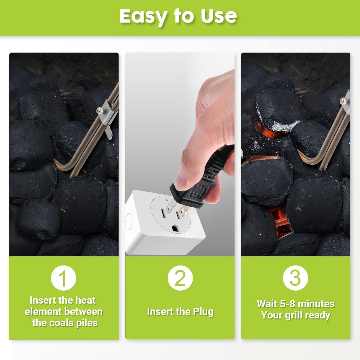 Kitosun 5ft cable setup enables convenient reach for tall grills and outdoor setups.