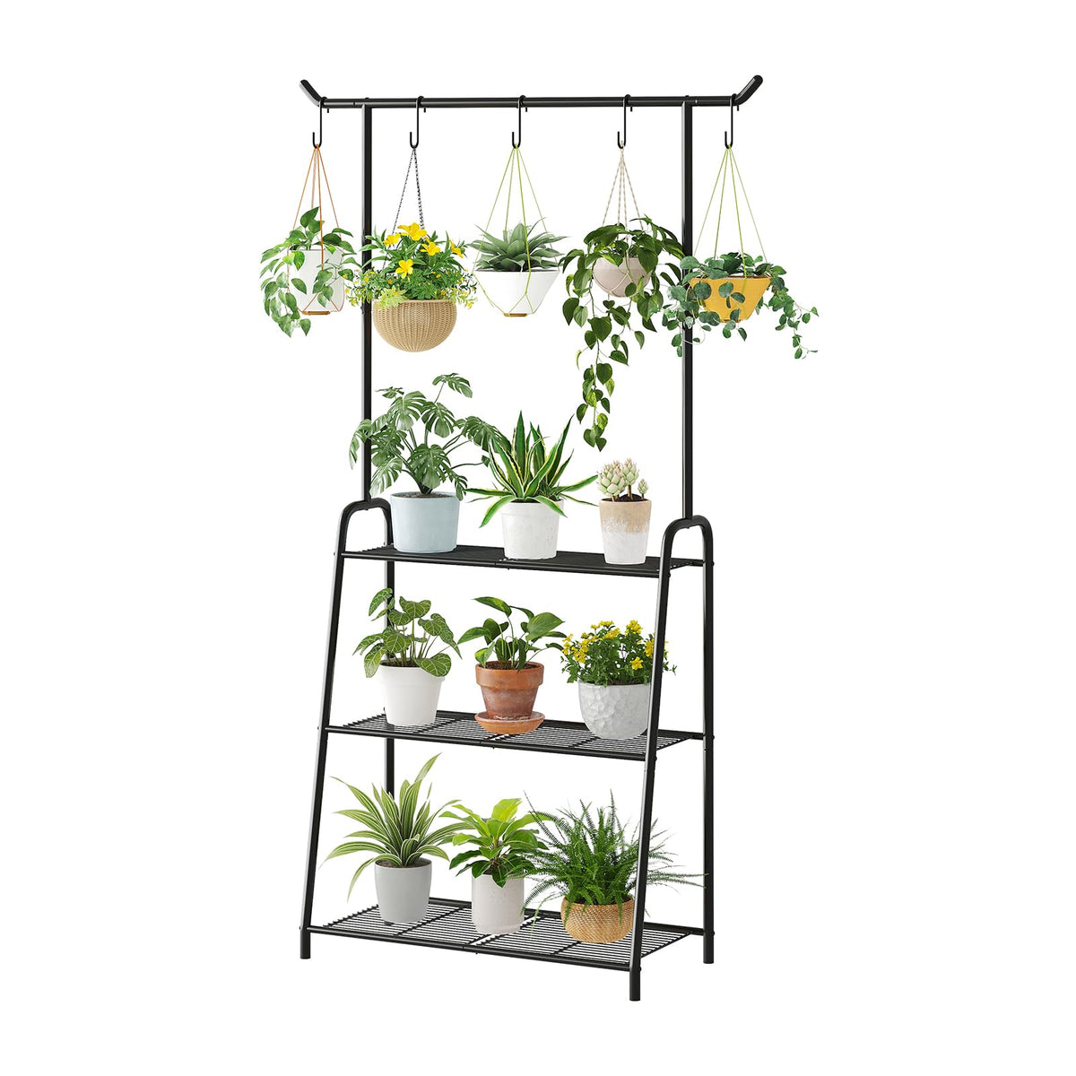 Kitsanery 3-tier plant stand for indoor outdoor use displaying multiple pots