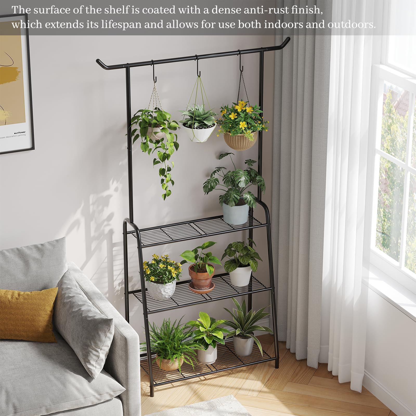 Kitsanery heavy-duty ladder plant holder supports large planters