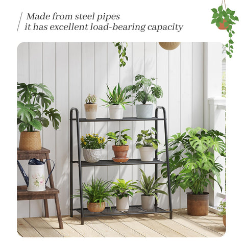 Kitsanery indoor-outdoor plant shelf ladder showing multiple plants neatly outdoors