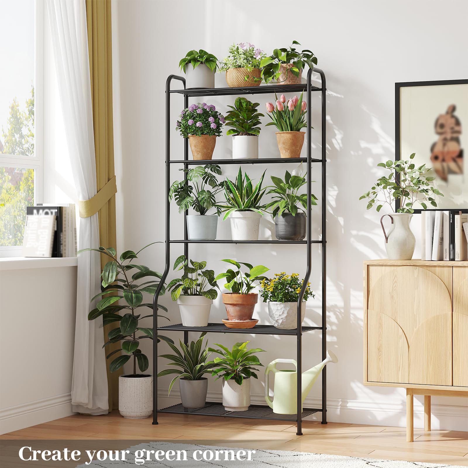 Kitsanery plant stand 5-tier outdoor use demonstrates weather-ready metal and coating