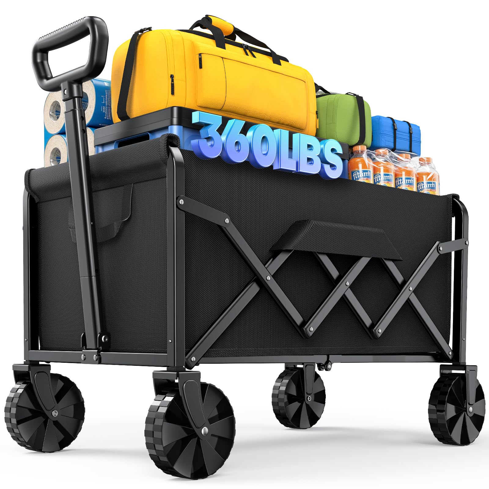 Kitsure Collapsible Wagon interior with 80L capacity for camping gear and groceries.