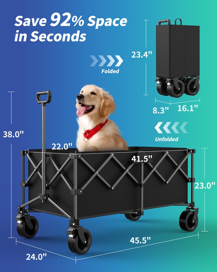 Kitsure collapsible wagon adjustable handle emphasizes ergonomic control