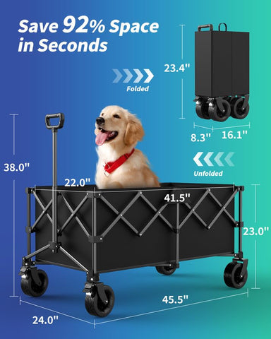 Kitsure collapsible wagon adjustable handle emphasizes ergonomic control