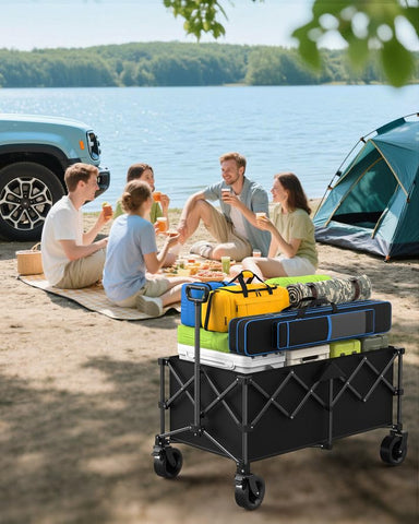 Kitsure collapsible wagon camping setup with supplies
