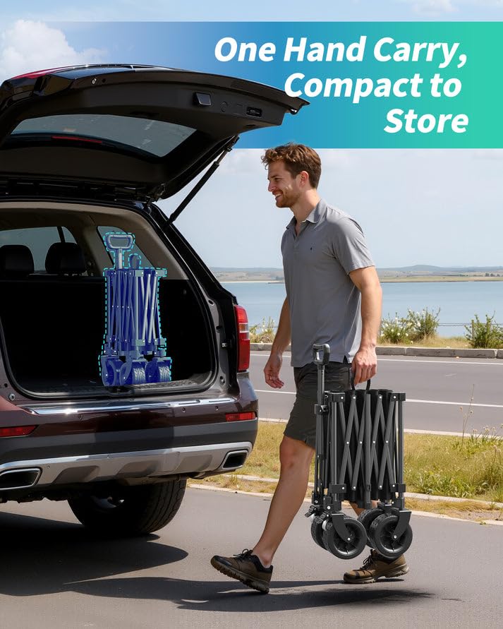 Kitsure collapsible wagon folded compact illustrates space-saving design