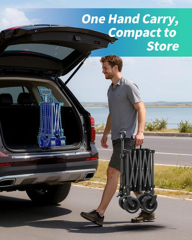 Kitsure collapsible wagon folded compact illustrates space-saving design