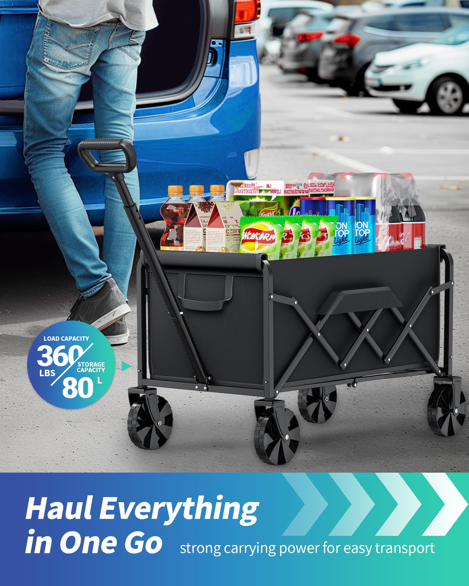 Kitsure foldable garden cart demonstrates easy storage and quick setup anywhere.