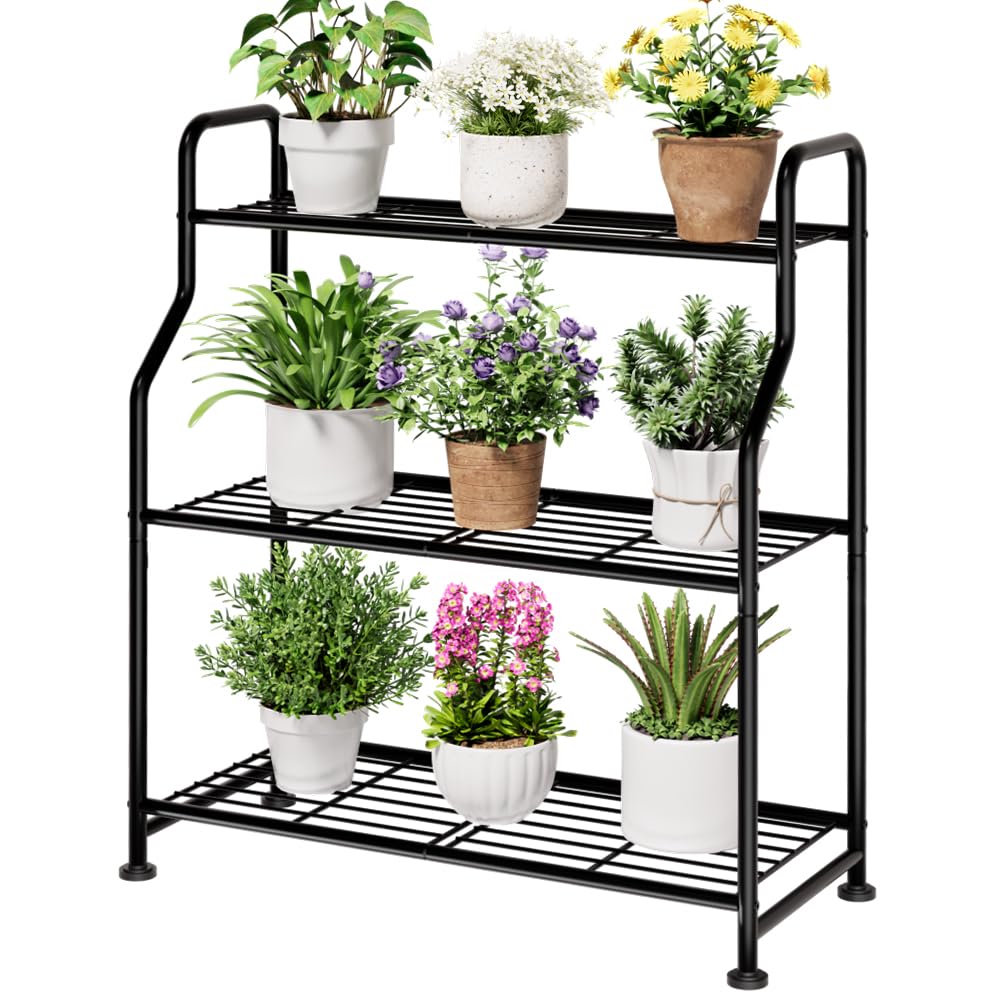 Kitsure 3-tier plant stand during assembly with clearly labeled parts.