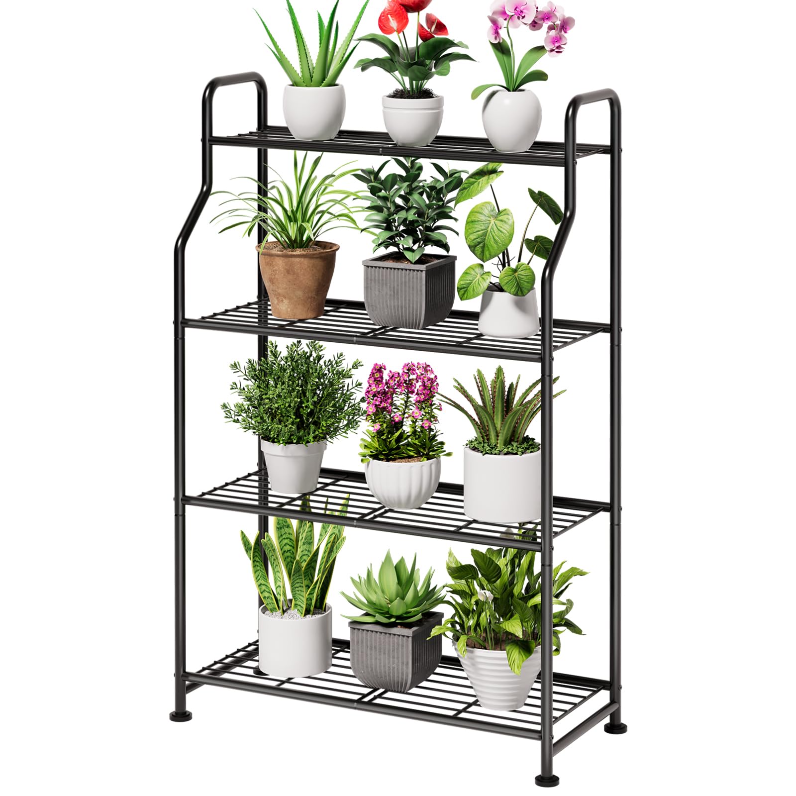 Kitsure 4-tier plant stand with assembled shelves, ideal for displaying pots and decor.