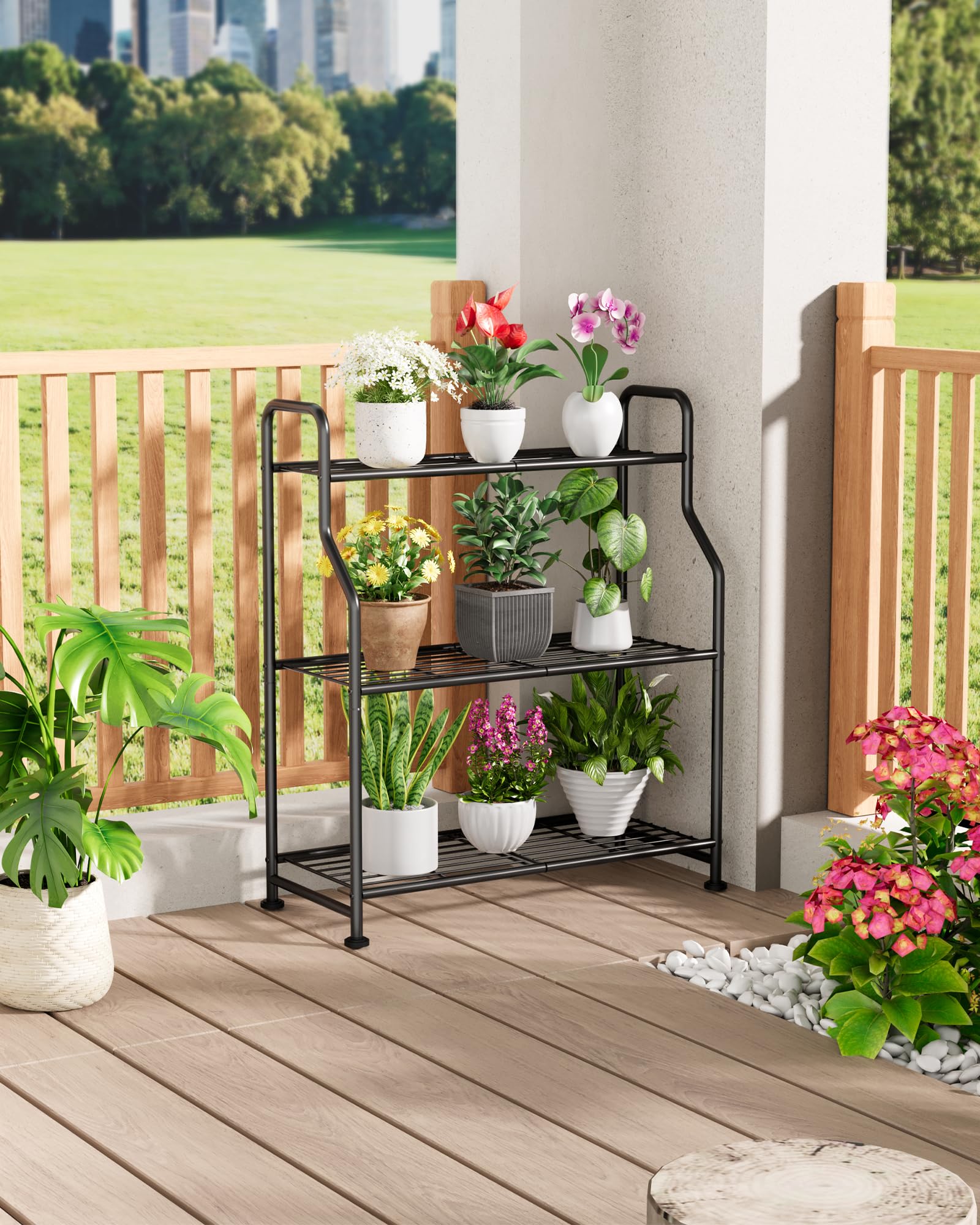 Kitsure 3-tier stand ideal for balcony, patio, or living room.