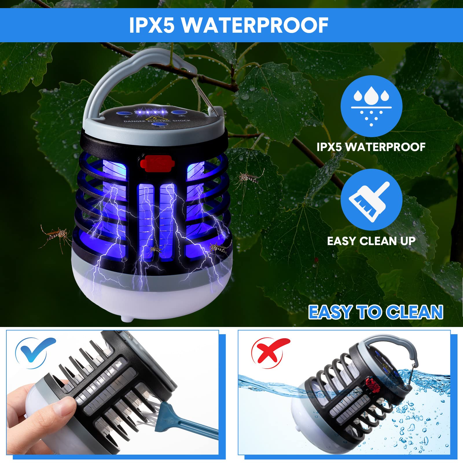 Kittmip 2-Pack 3-in-1 bug zapper close-up grid, safe and sturdy