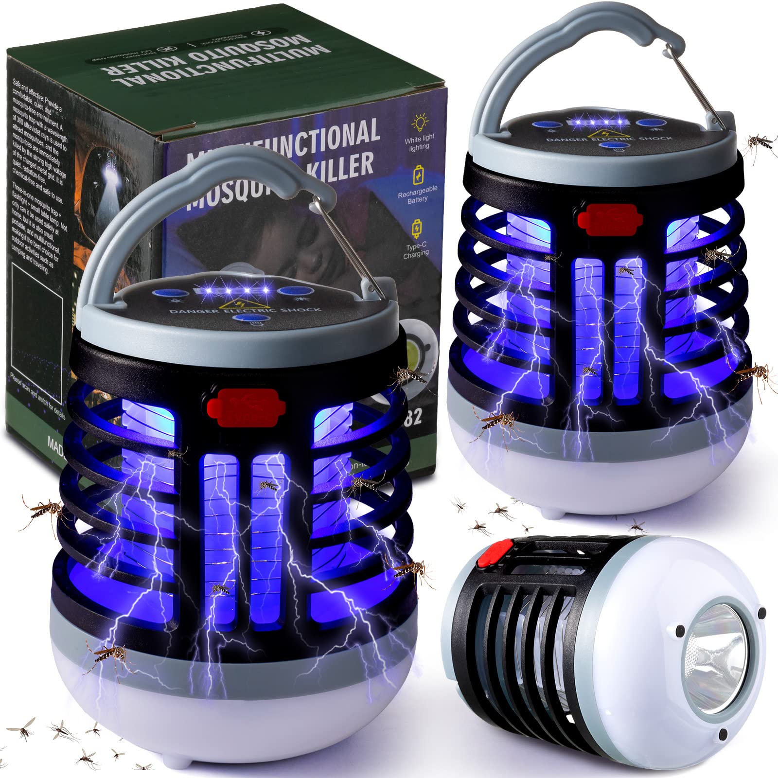 Kittmip 2-Pack 3-in-1 bug zapper top view, ideal for outdoor evenings