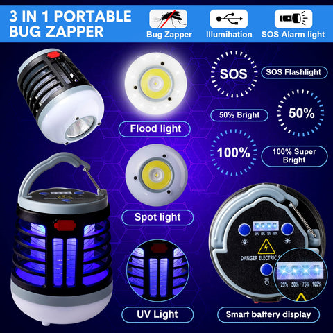 Kittmip 2-Pack 3-in-1 bug zapper USB charging, ready on the go